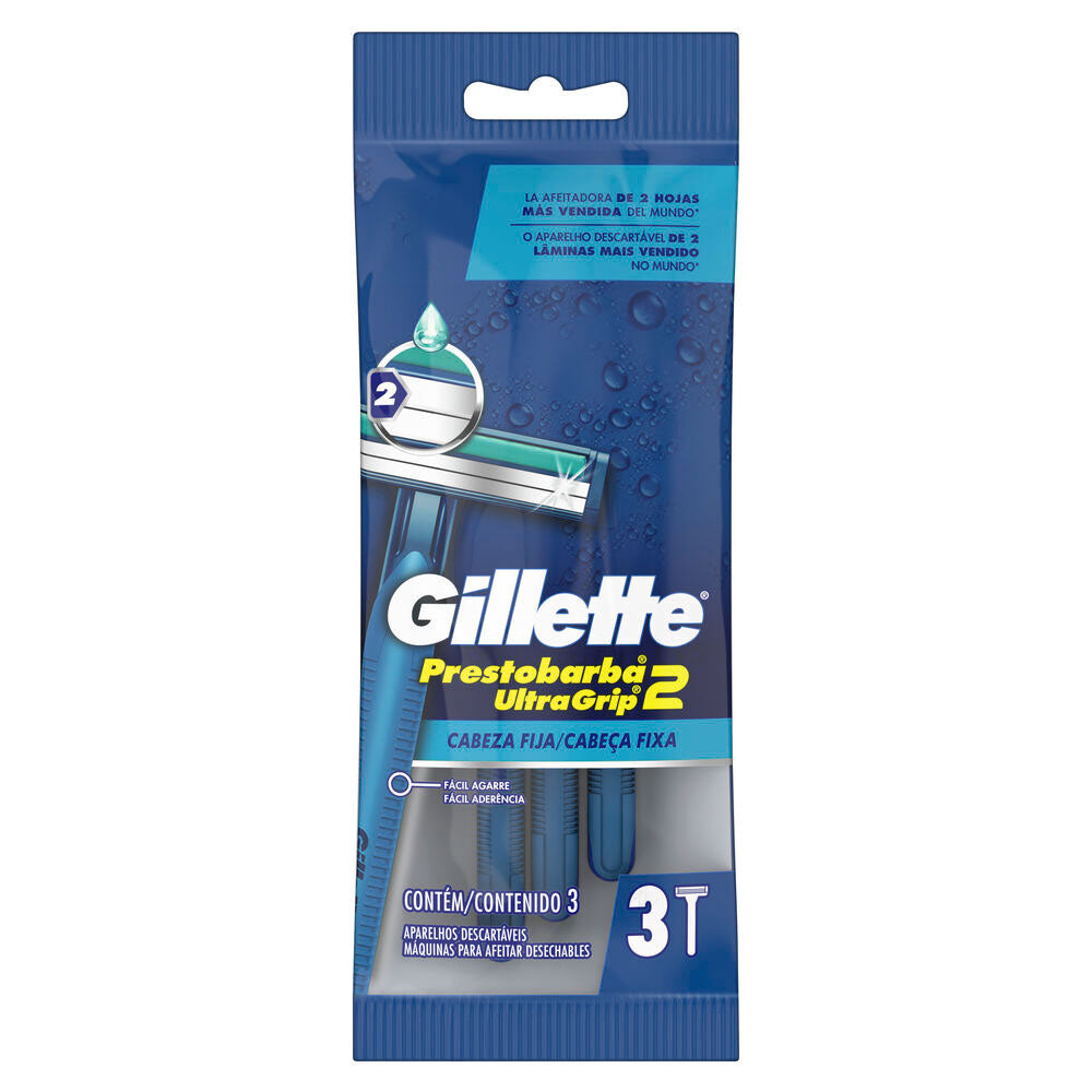 MAQUINA DE AFEITAR GILLETTE PRESTOBARBA ULTRAGRIP X 3 UNDS