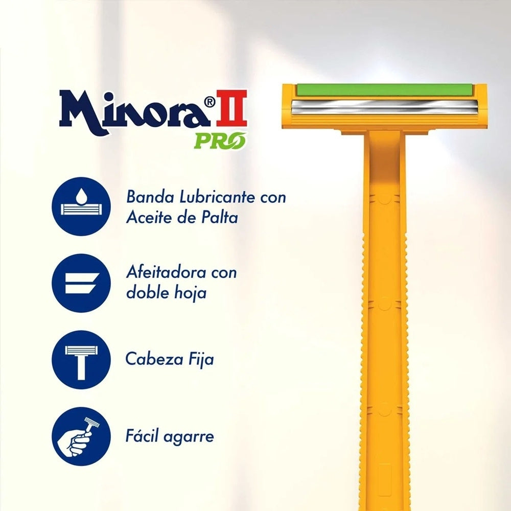 MAQUINA DE AFEITAR MINORA-II (DESECHABLE) DISPLAY X 1 UND