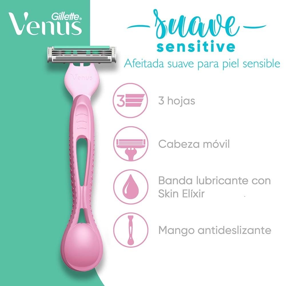 MAQUINA DE AFEITAR VENUS SIMPLY 3 SENSITIVE X 2 UNDS