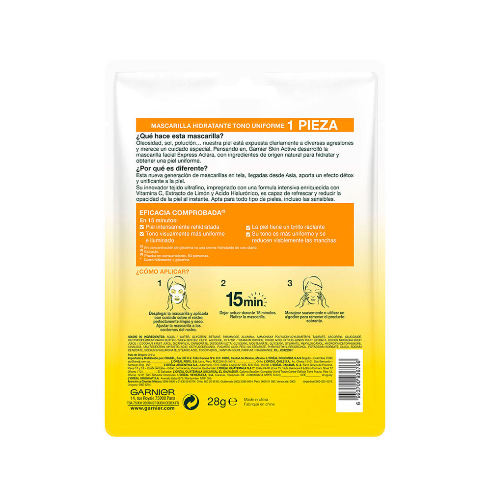 MASCARILLA GARNIER EXPRESS ACLARA SACHET X 1 UND