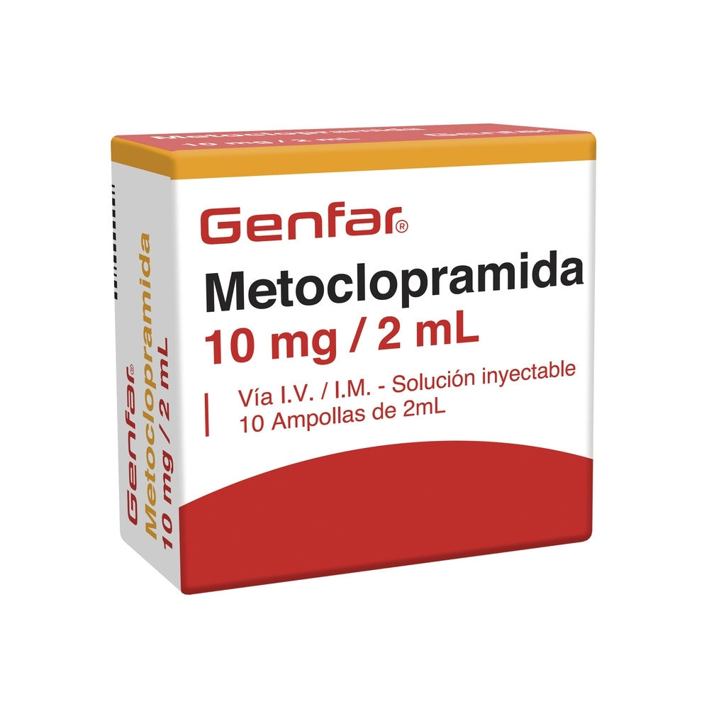 METOCLOPRAMIDA GENFAR AMPOLLAS 10 MG/2 ML CAJA X 10 UNDS