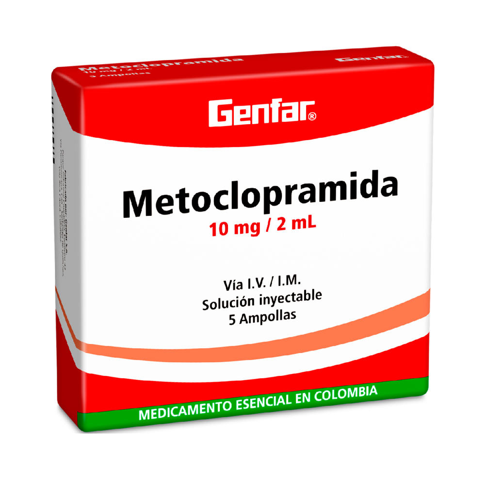 METOCLOPRAMIDA GF AMPOLLAS 10 MG CAJA X 5 UNDS