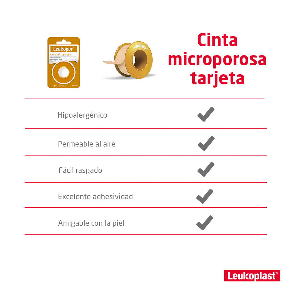 MICROPORE LEUKOPOR PIEL 2" CINTA ADHESIVA CARRETE 10 YARDAS