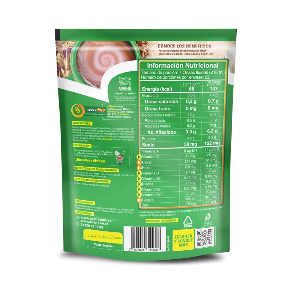 MILO ACTIV-GO DOY PACK BOLSA 440 G