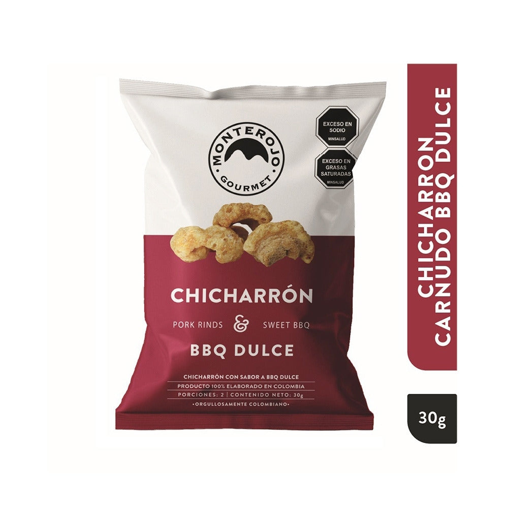 MONTE ROJO CHICHARRÓN CARNUDO BBQ DULCE BOLSA 30 G