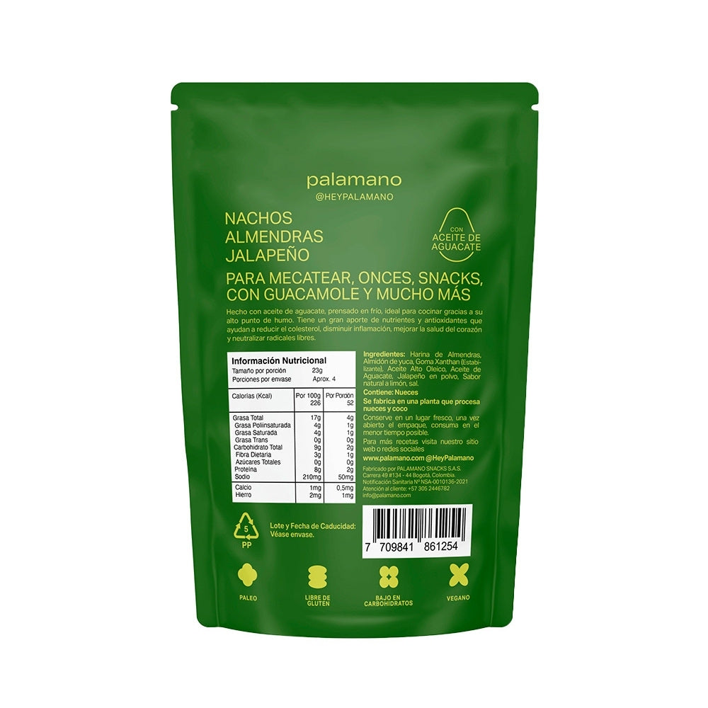 NACHOS PALAMANO ALMENDRA JALAPEÑO LIMÓN DOYPACK 90 G