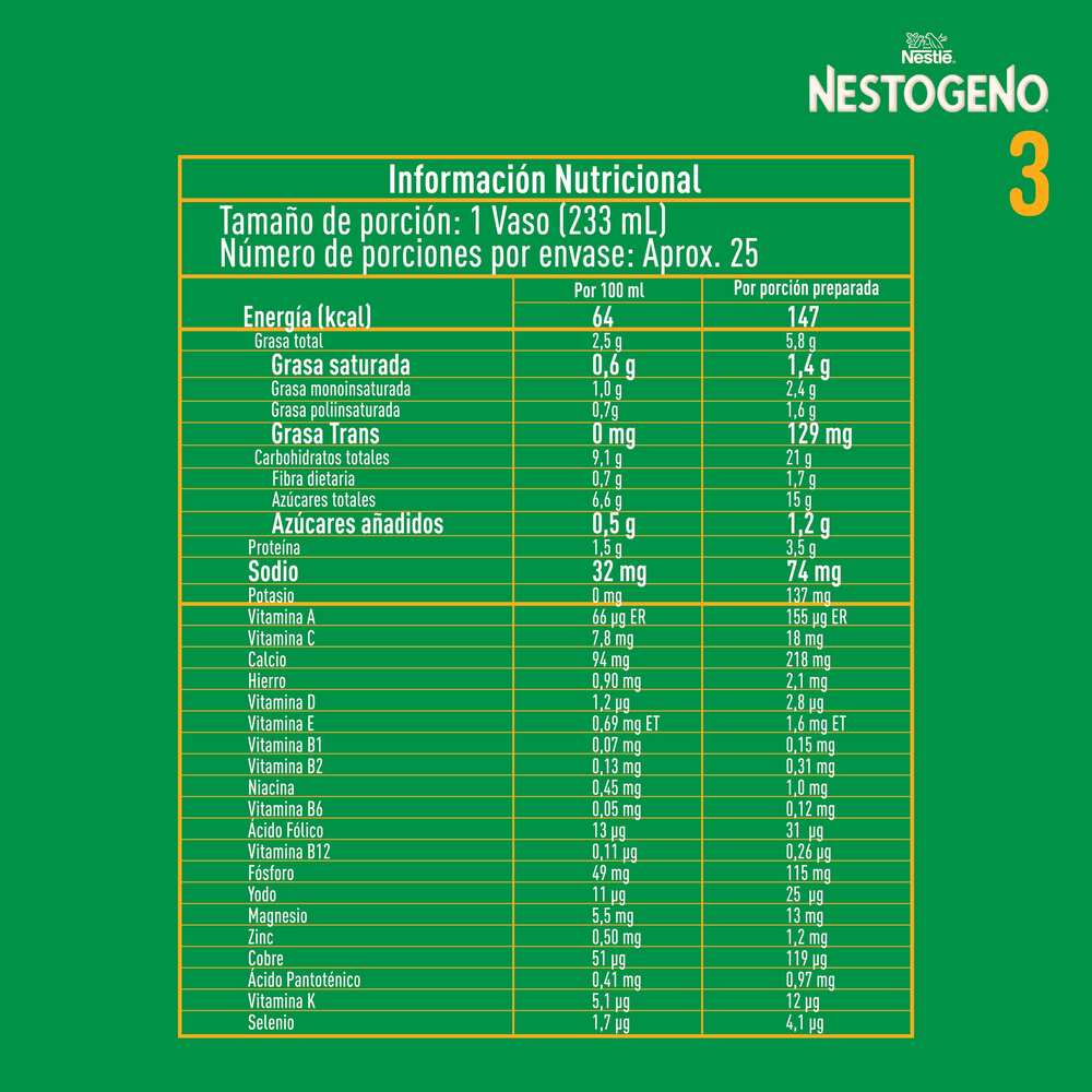 NESTOGENO 3 KIDS LCOMFORTIS POLVO LATA 800 G