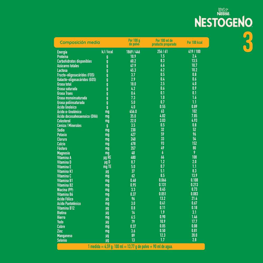 NESTOGENO 3 L COMFORTIS POLVO CAJA 1.4 KG