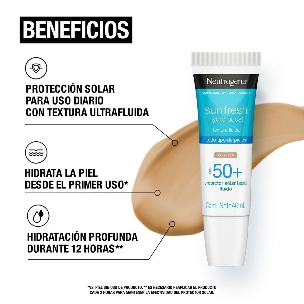 NEUTROGENA HB SUN FRESH PROTECTOR SOLAR FACIAL FPS 50 CLARO TUBO 40 ML