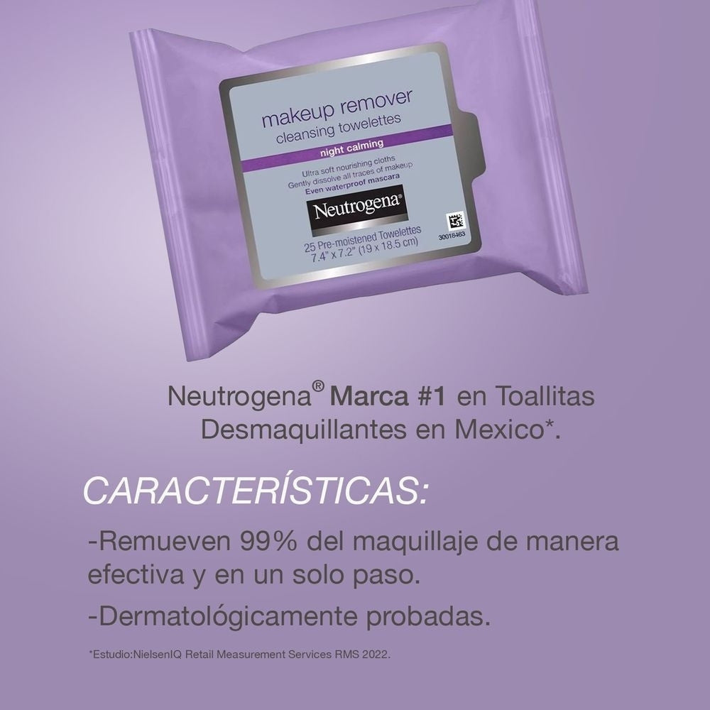 NEUTROGENA NIGHT TOALLITAS DESMAQUILLADORAS BOLSA X 25 UNDS