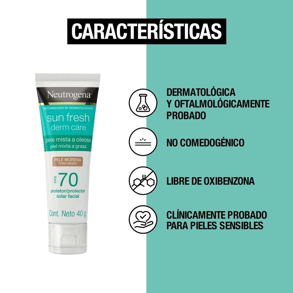 NEUTROGENA SUN FRESH DERM CARE PROTECTOR SOLAR SPF 70 TONO MEDIO TUBO 40 G