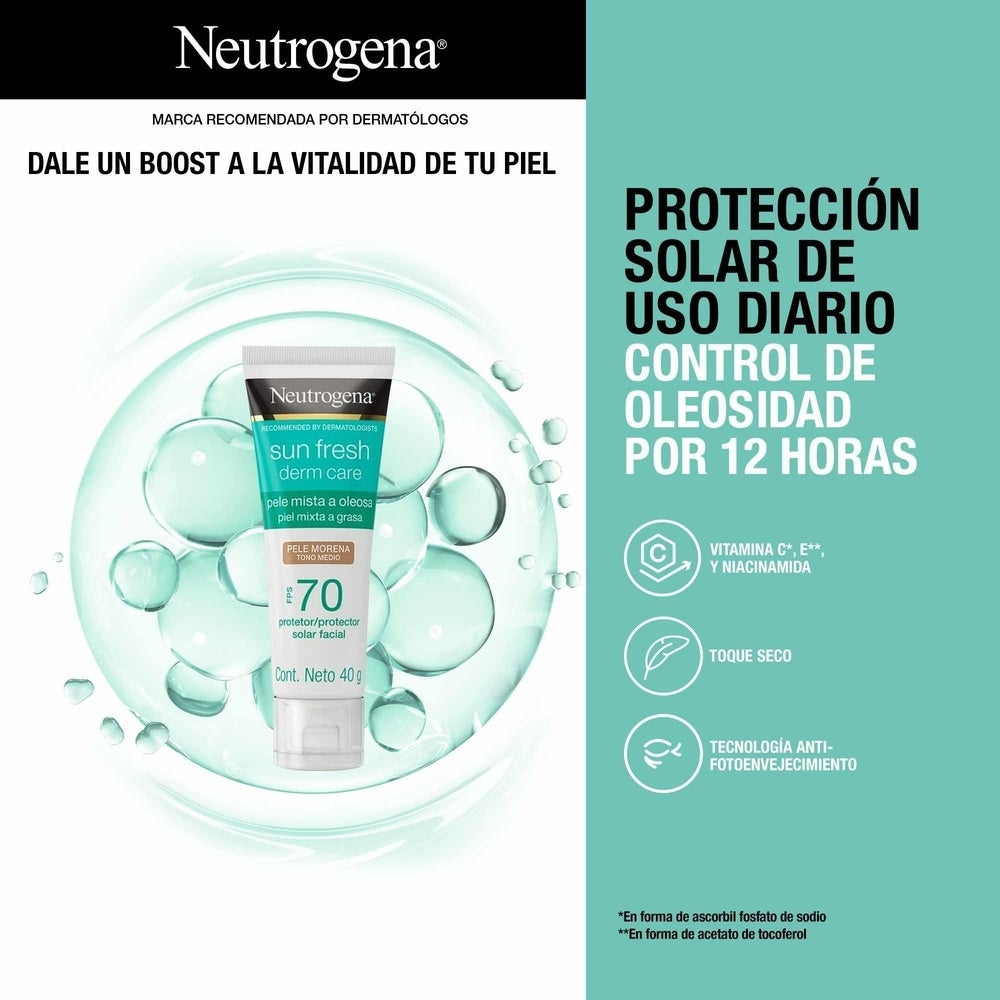 NEUTROGENA SUN FRESH DERM CARE PROTECTOR SOLAR SPF 70 TONO MEDIO TUBO 40 G