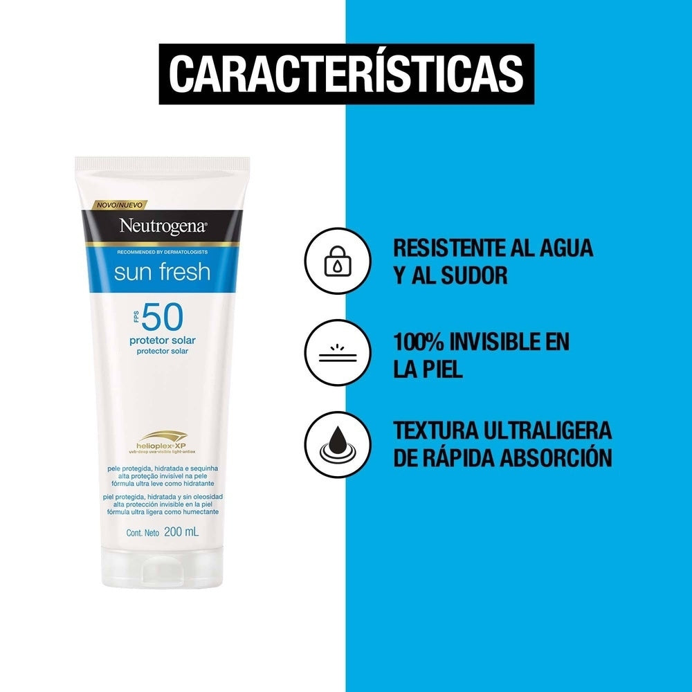 NEUTROGENA SUN FRESH PROTECTOR SOLAR SPF 50 TUBO 200 ML