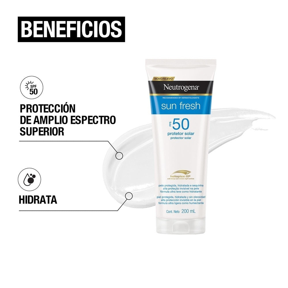 NEUTROGENA SUN FRESH PROTECTOR SOLAR SPF 50 TUBO 200 ML
