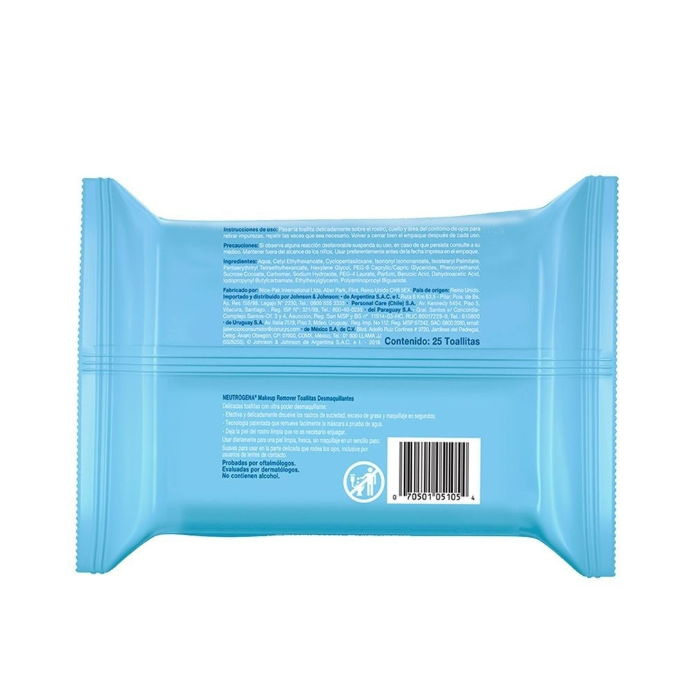 NEUTROGENA TOALLITAS DESMAQUILLADORAS BOLSA X 25 UNDS