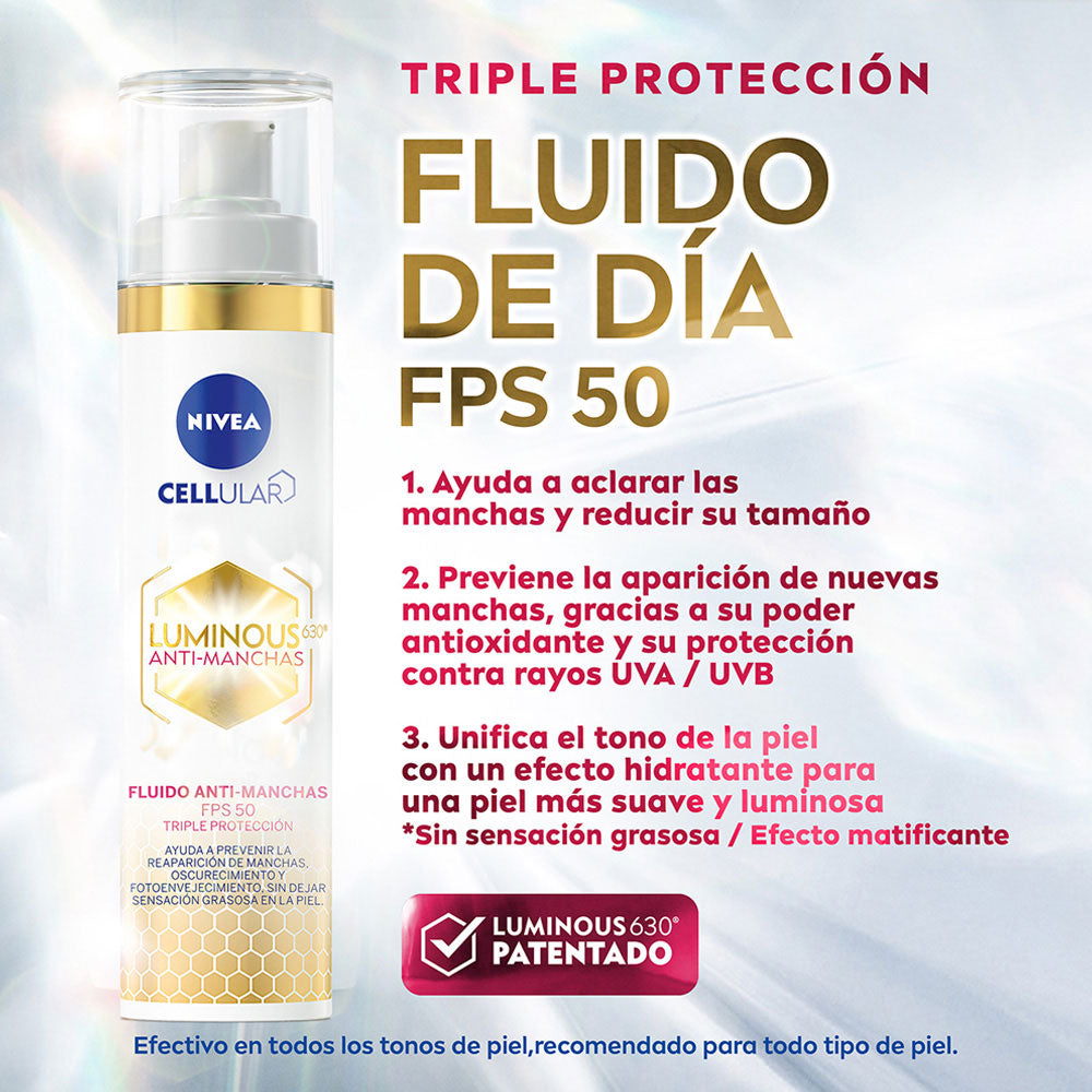  NIVEA LUMINOUS 630 FLUIDO SPF 50 ANTI-MANCHAS FRASCO 40 ML