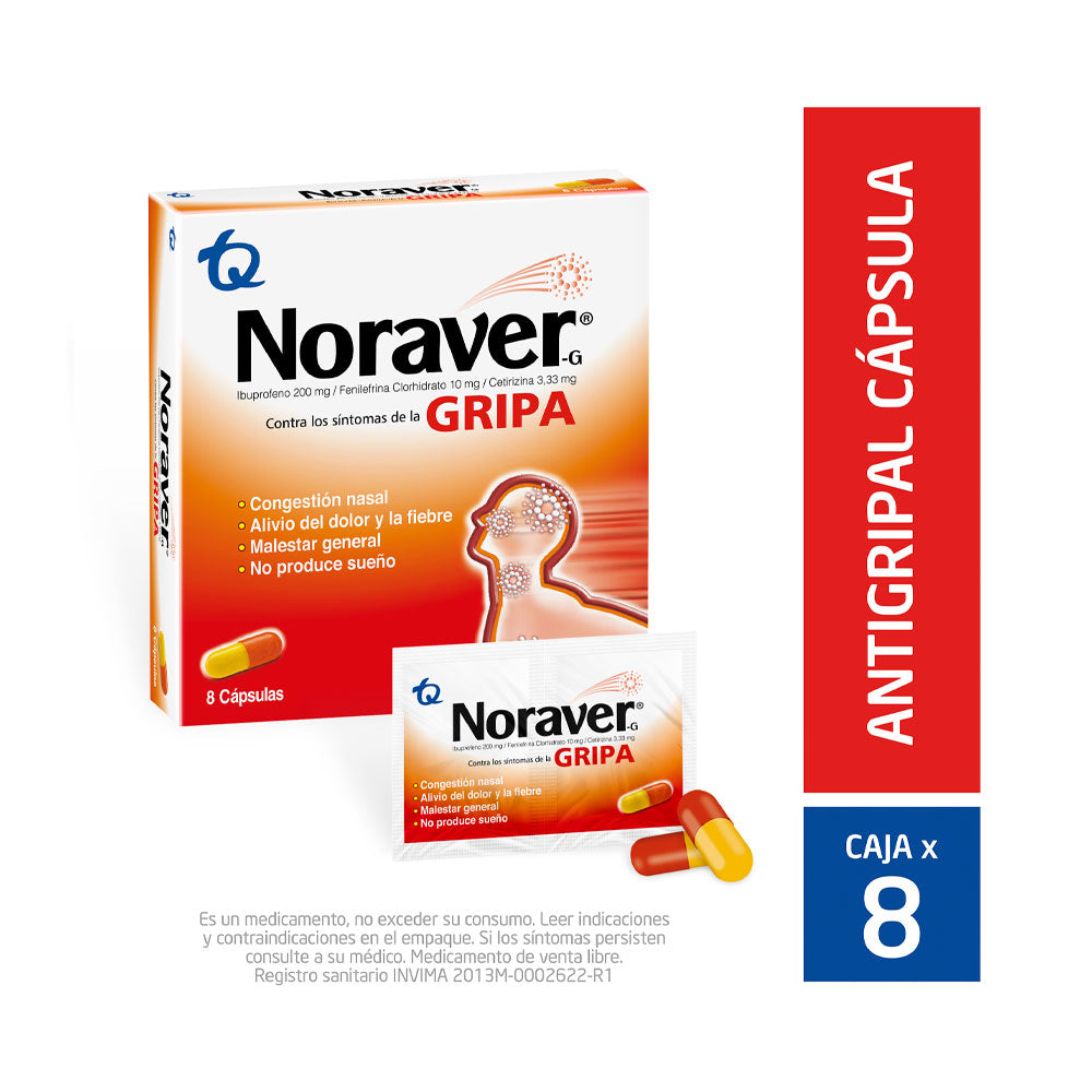 NORAVER GRIPA CAPSULAS CAJA X 8 UNDS