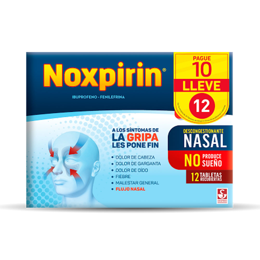 NOXPIRIN SINUS TABLETAS CAJA PAGUE 10 LLEVE 12