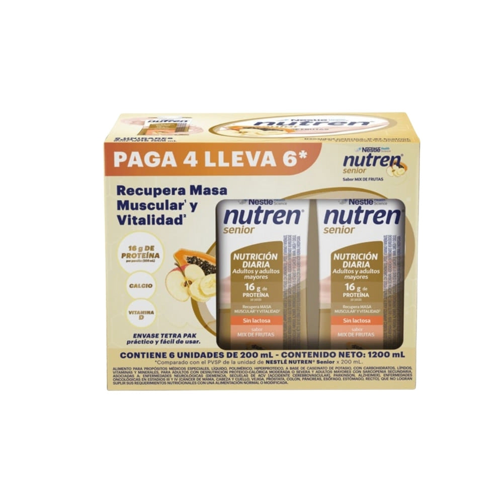 NUTREN SENIOR MIX FRUTAS 200ML LIQUIDO CAJA PAGUE 4 LLEVE 6