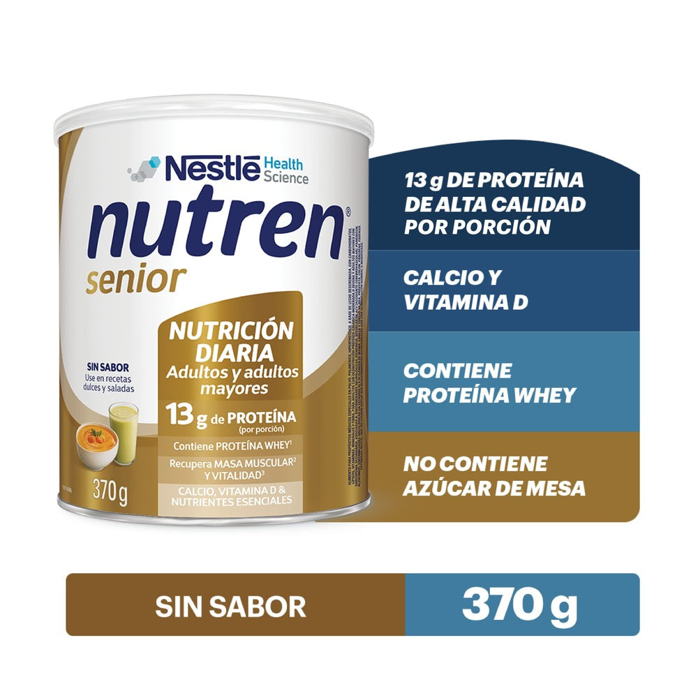 NUTREN SENIOR SIN SABOR POLVO LATA 370 G