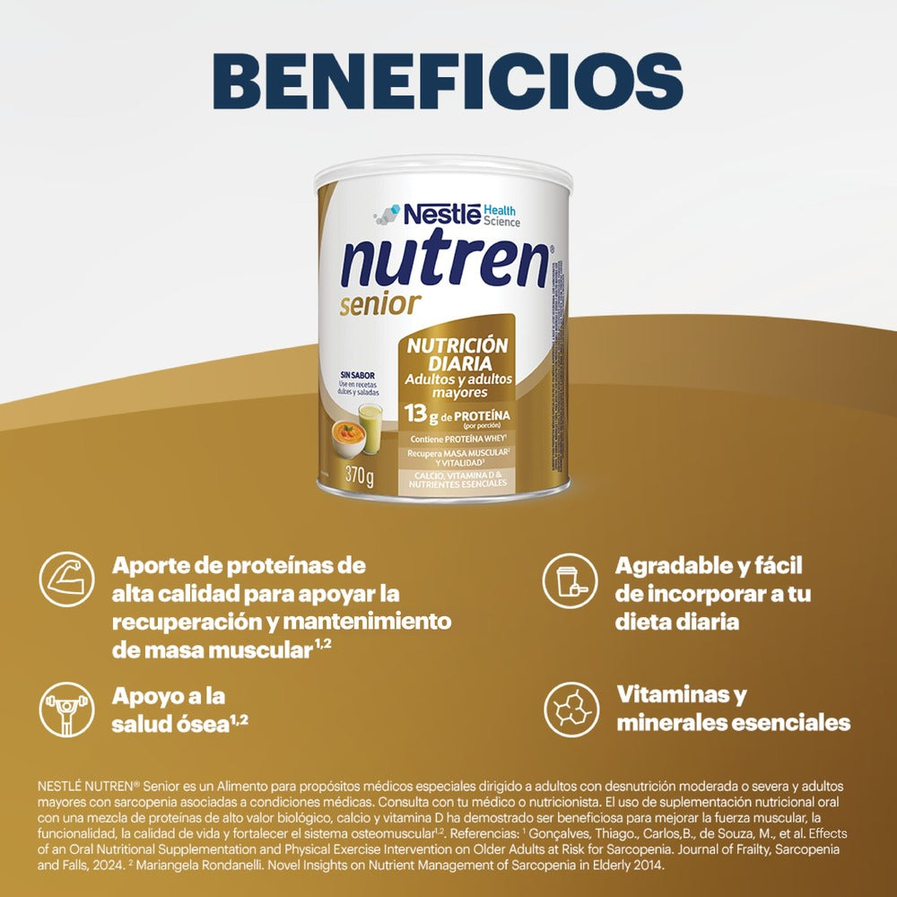 NUTREN SENIOR SIN SABOR POLVO LATA 370 G