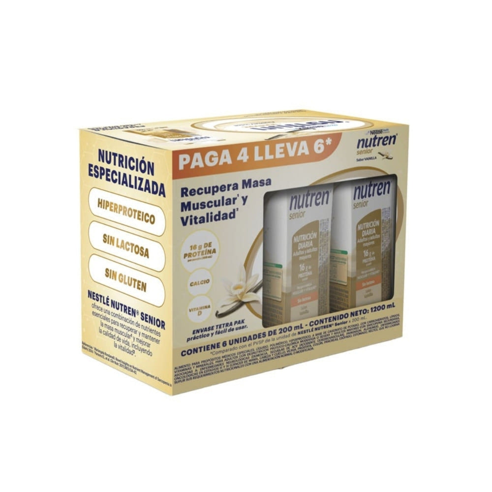 NUTREN SENIOR VAINILLA 200ML LIQUIDO CAJA PAGUE 4 LLEVE 6