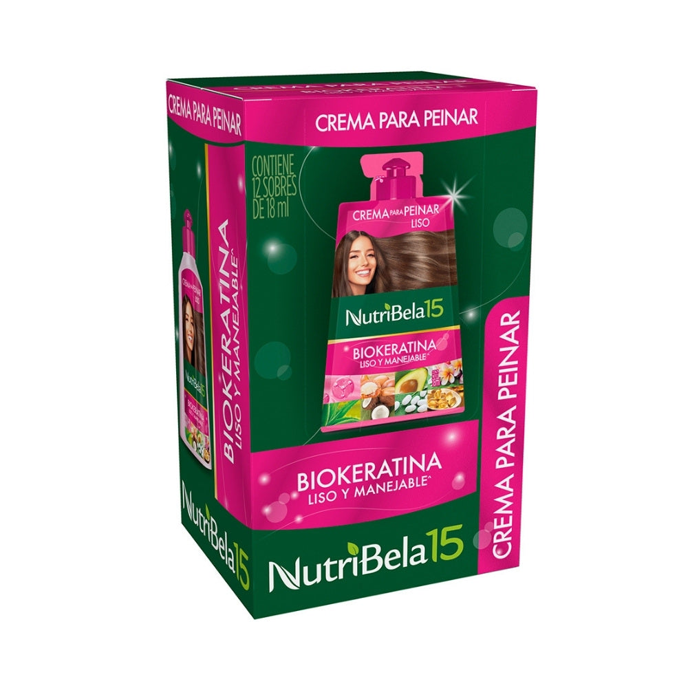 NUTRIBELA CREMA DE PEINAR BIOKERATINA CAJA X 12 SACHET