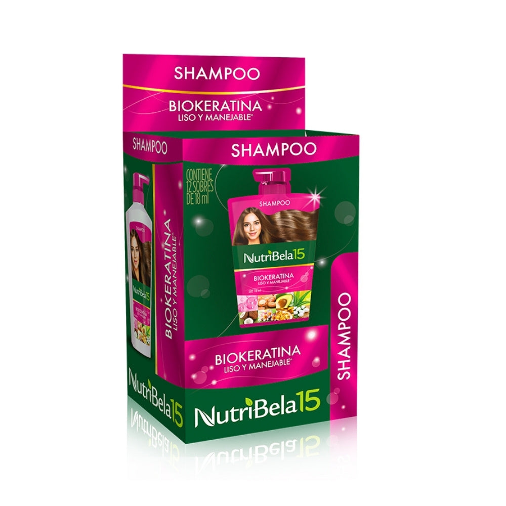 NUTRIBELA SHAMPOO SAMBA BIOKERATINA CAJA X 12 SOBRES X 18ML