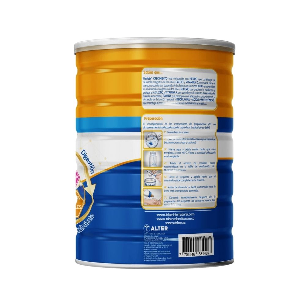 NUTRIBEN CRECIMIENTO LECHE POLVO LATA 800 G