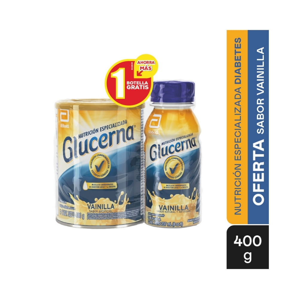 OFERTA GLUCERNA POLVO VAINILLA LATA 400 G+ 1 LIQUIDO