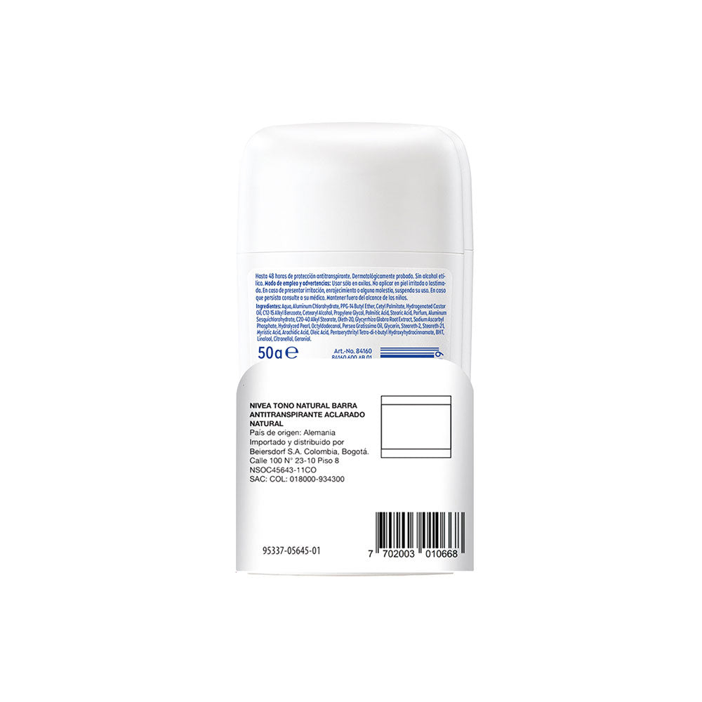 OFERTA NIVEA ACLARADO NATURAL DESODORANTE BARRA X 2 UNDS