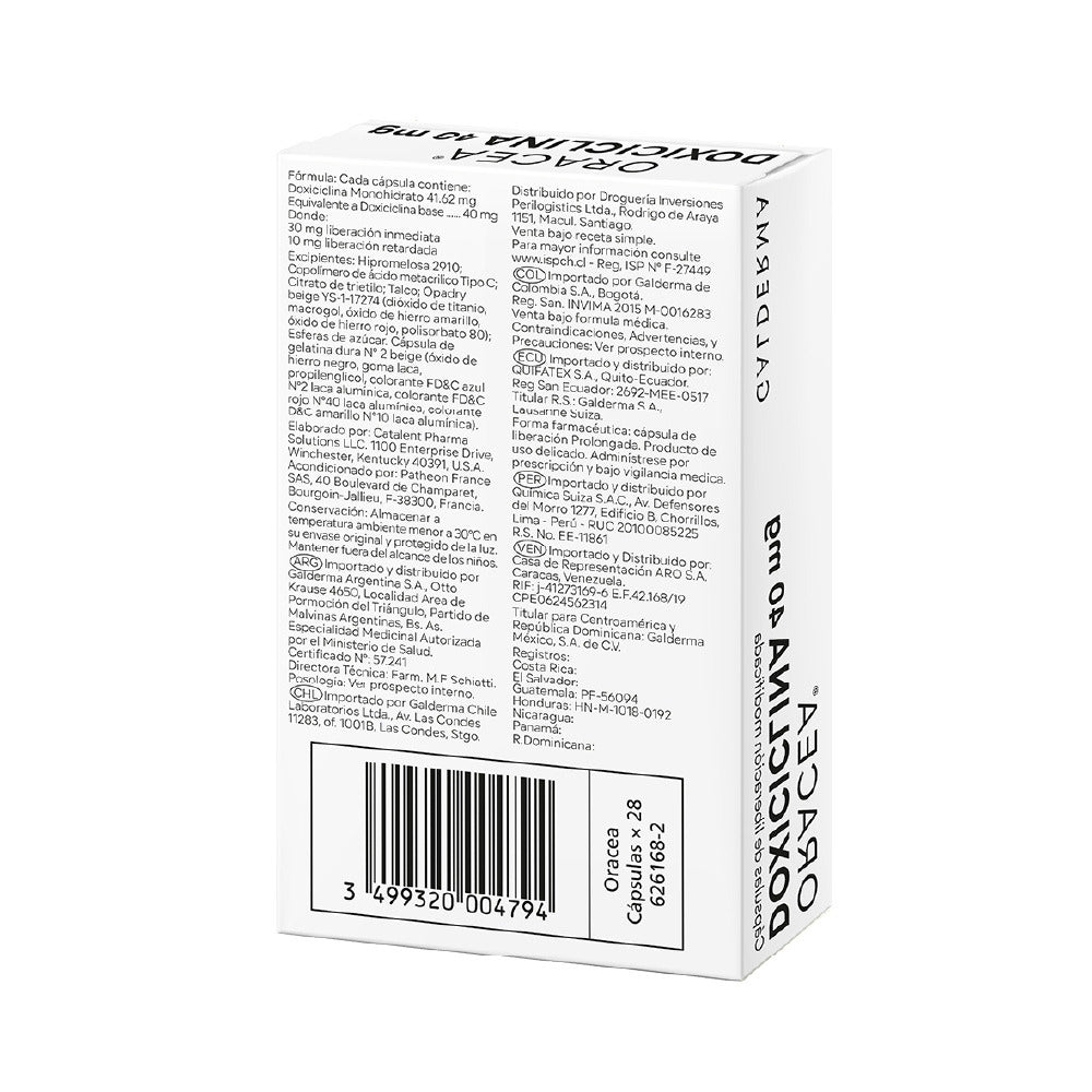 ORACEA CAPSULAS 40 MG CAJA X 28 UNDS
