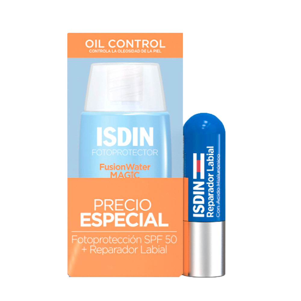 PACK ISDIN FUSION WATER MAGIC 50ML+ REPARADOR LABIAL CAJA X 1 UND