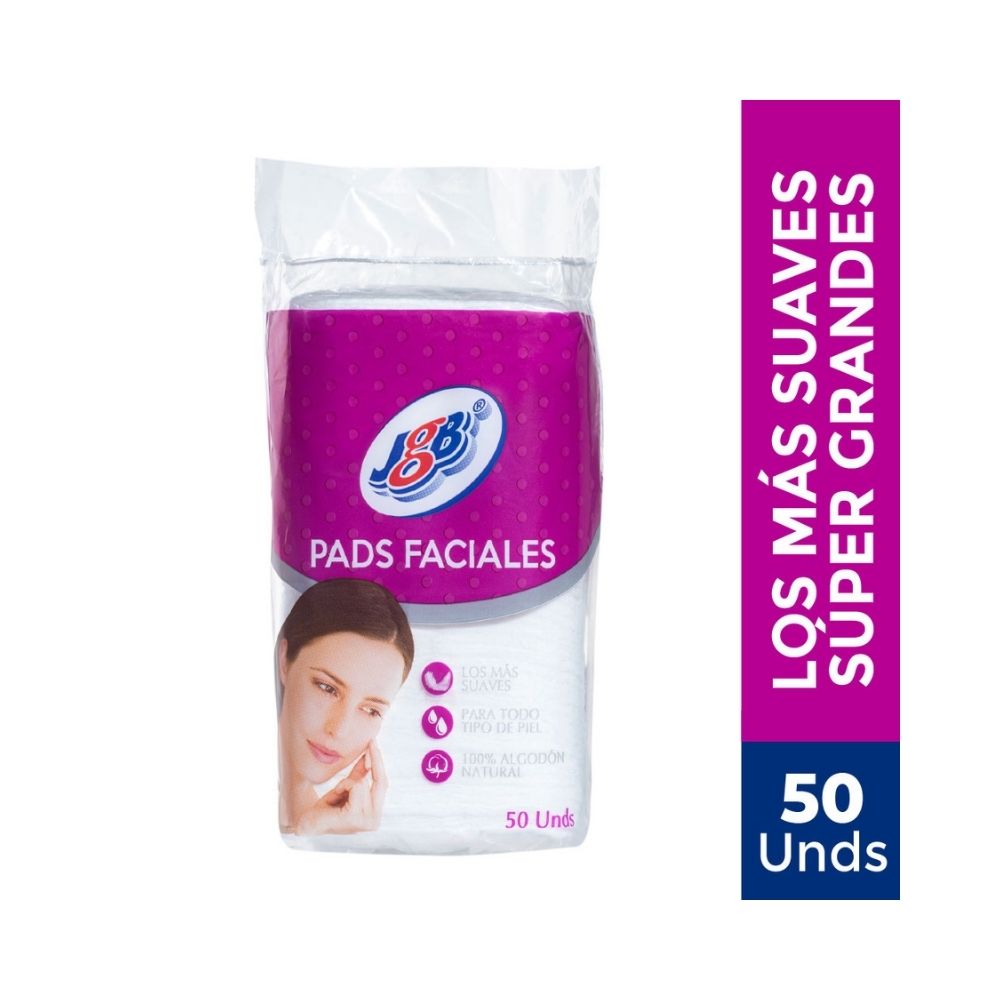 PADS FACIALES JGB DE ALGODON BOLSA X 50 UNDS