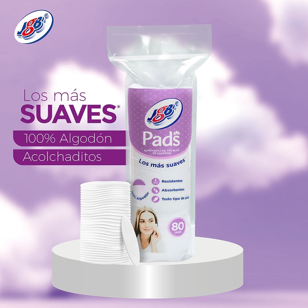 PADS FACIALES JGB REDONDOS BOLSA X 80 UNDS