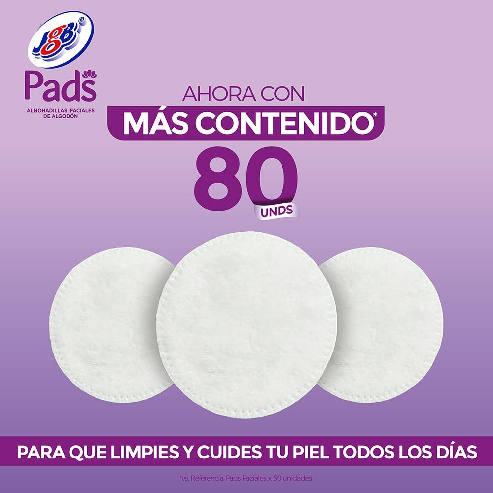 PADS FACIALES JGB REDONDOS BOLSA X 80 UNDS