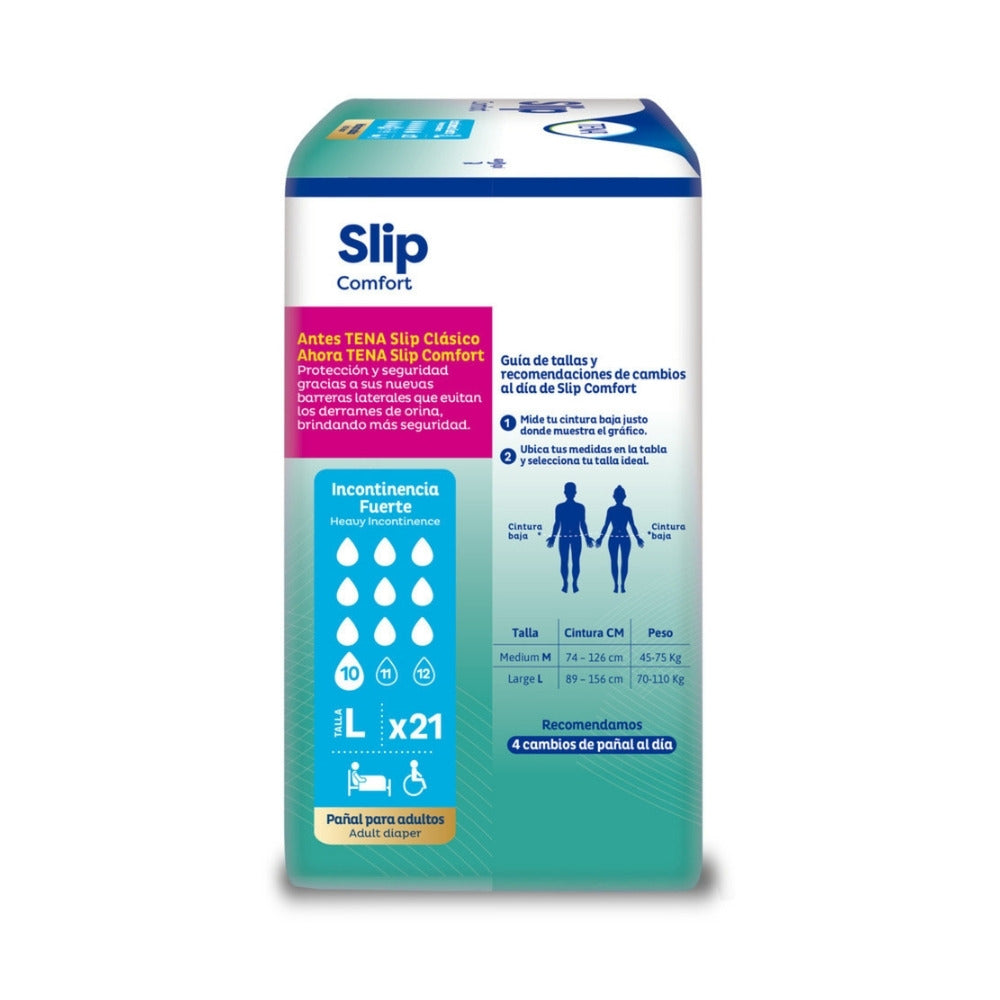 PAÑAL TENA SLIP COMFORT TALLA L BOLSA X 21 UNDS