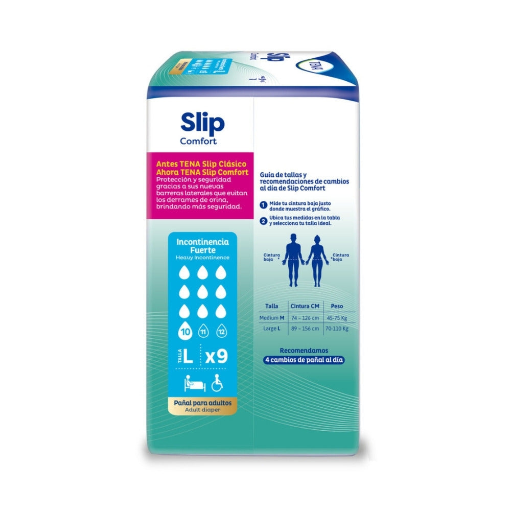 PAÑAL TENA SLIP COMFORT TALLA L BOLSA X 9 UNDS