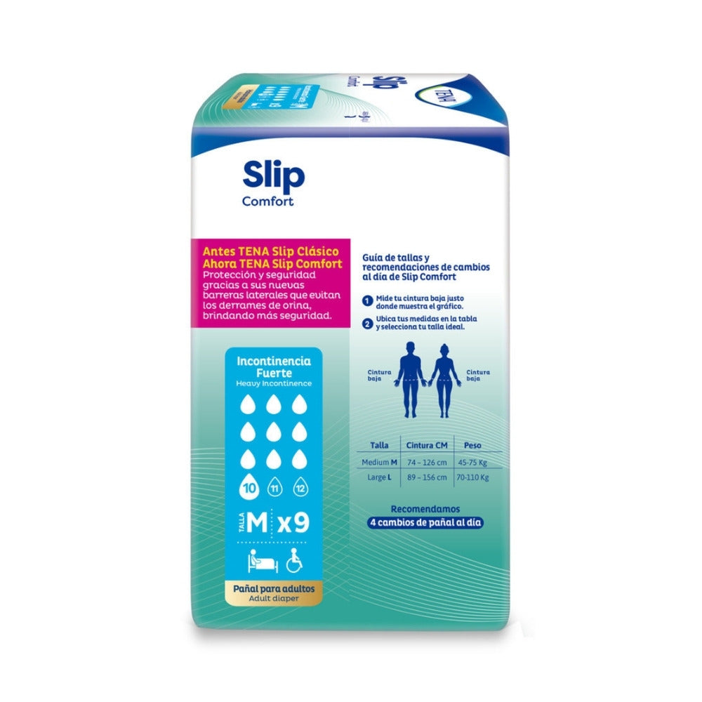 PAÑAL TENA SLIP COMFORT TALLA M BOLSA X 9 UNDS
