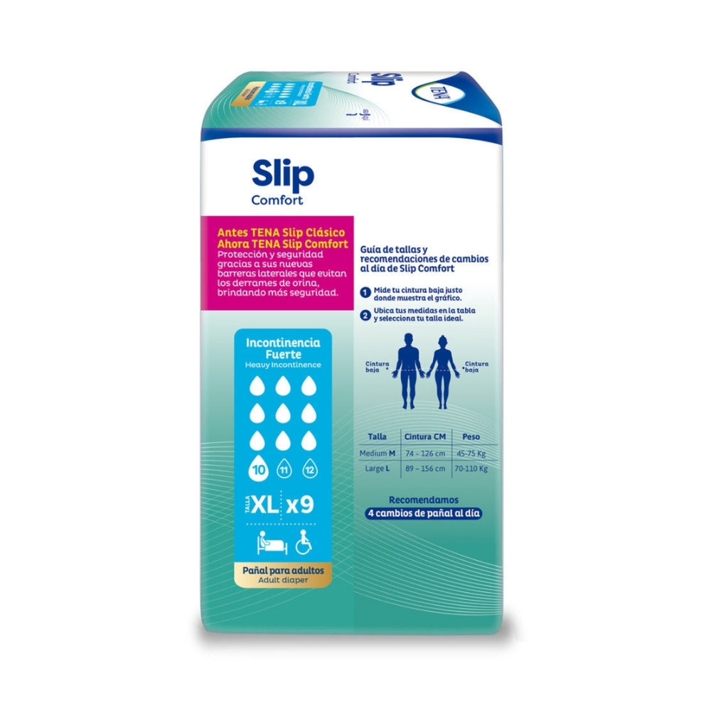 PAÑAL TENA SLIP COMFORT TALLA XL BOLSA X 9 UNDS