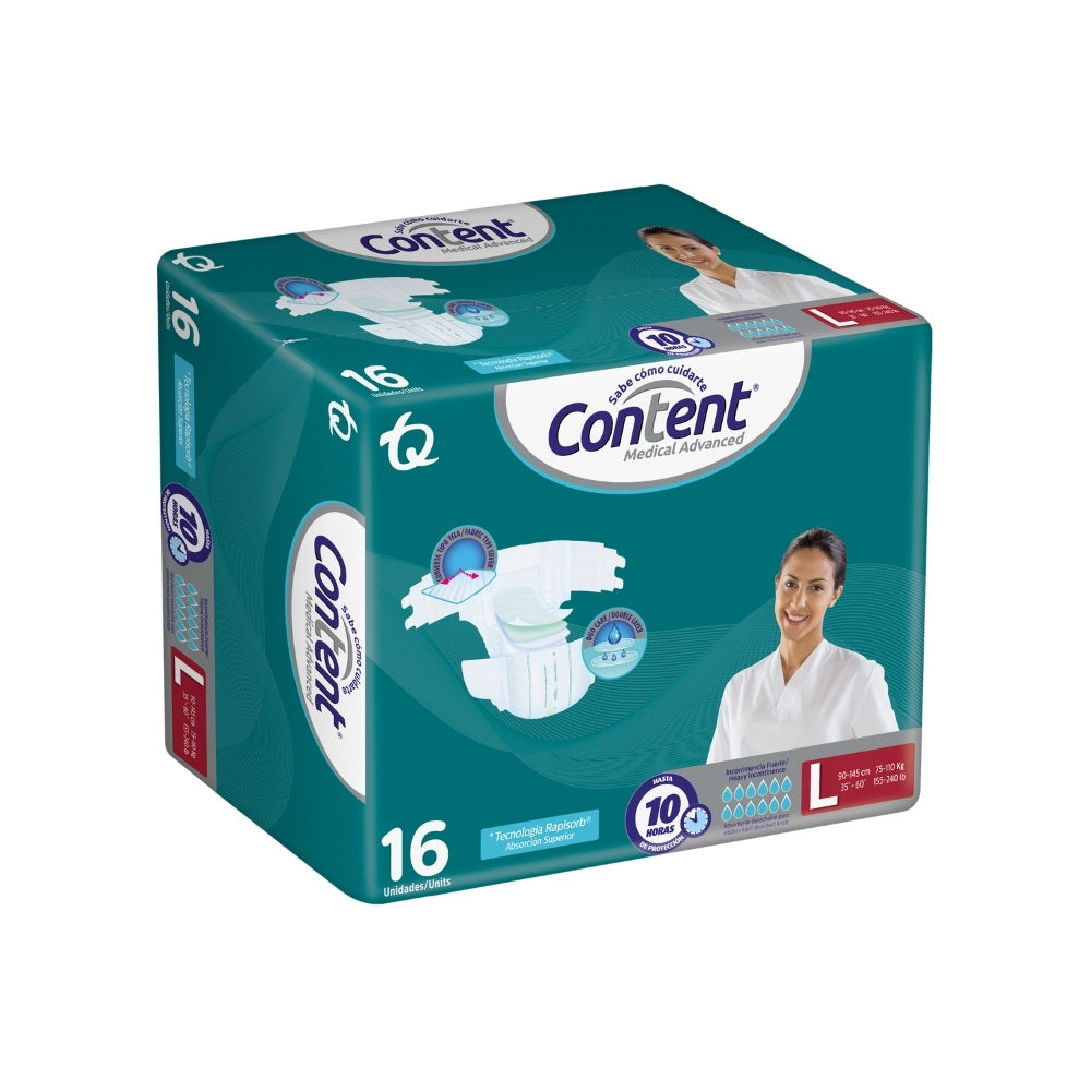 PAÑALES CONTENT MEDICAL ADVANCED L BOLSA X 16 UNDS