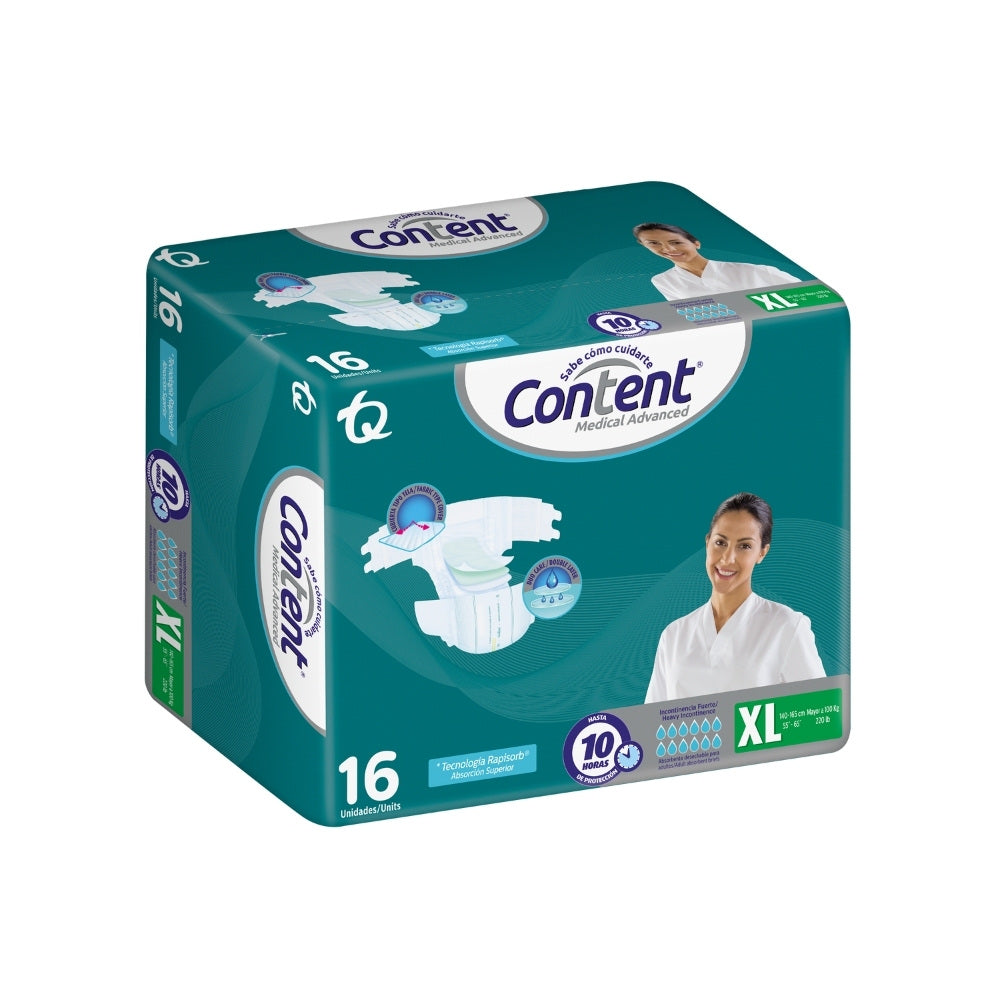 PAÑALES CONTENT MEDICAL ADVANCED XL BOLSA X 16 UNDS