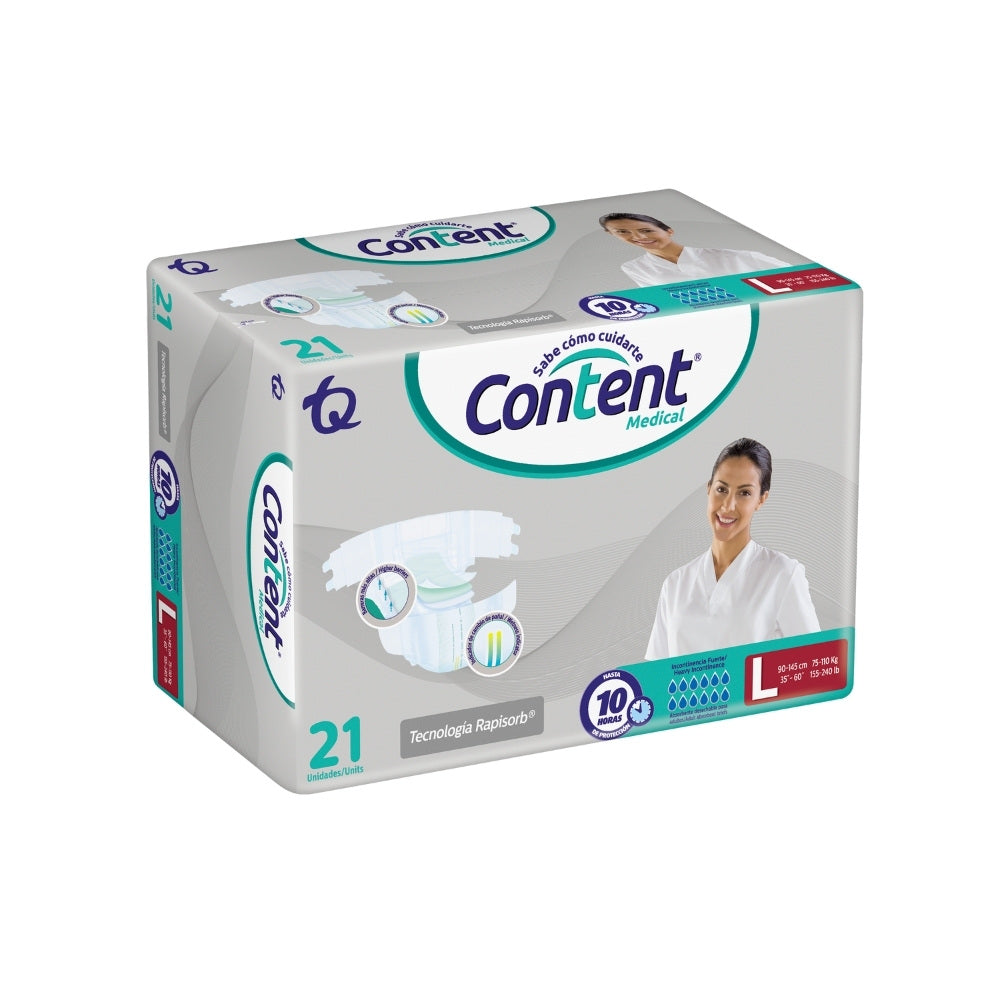 PAÑALES CONTENT MEDICAL L BOLSA X 21 UNDS