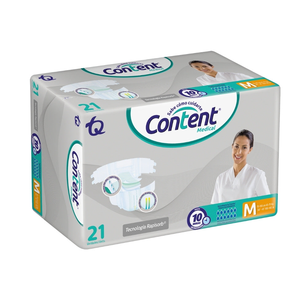 PAÑALES CONTENT MEDICAL M BOLSA X 21 UNDS