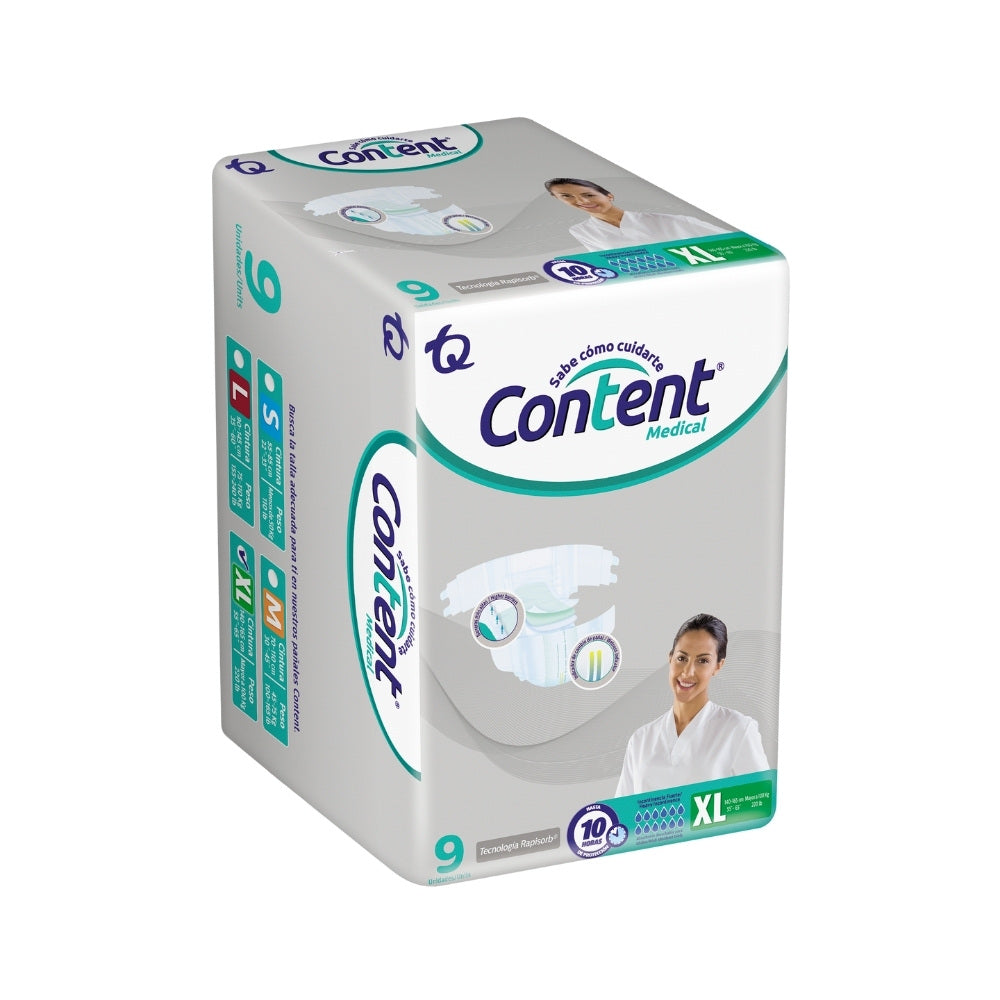 PAÑALES CONTENT MEDICAL XL BOLSA X 9 UNDS