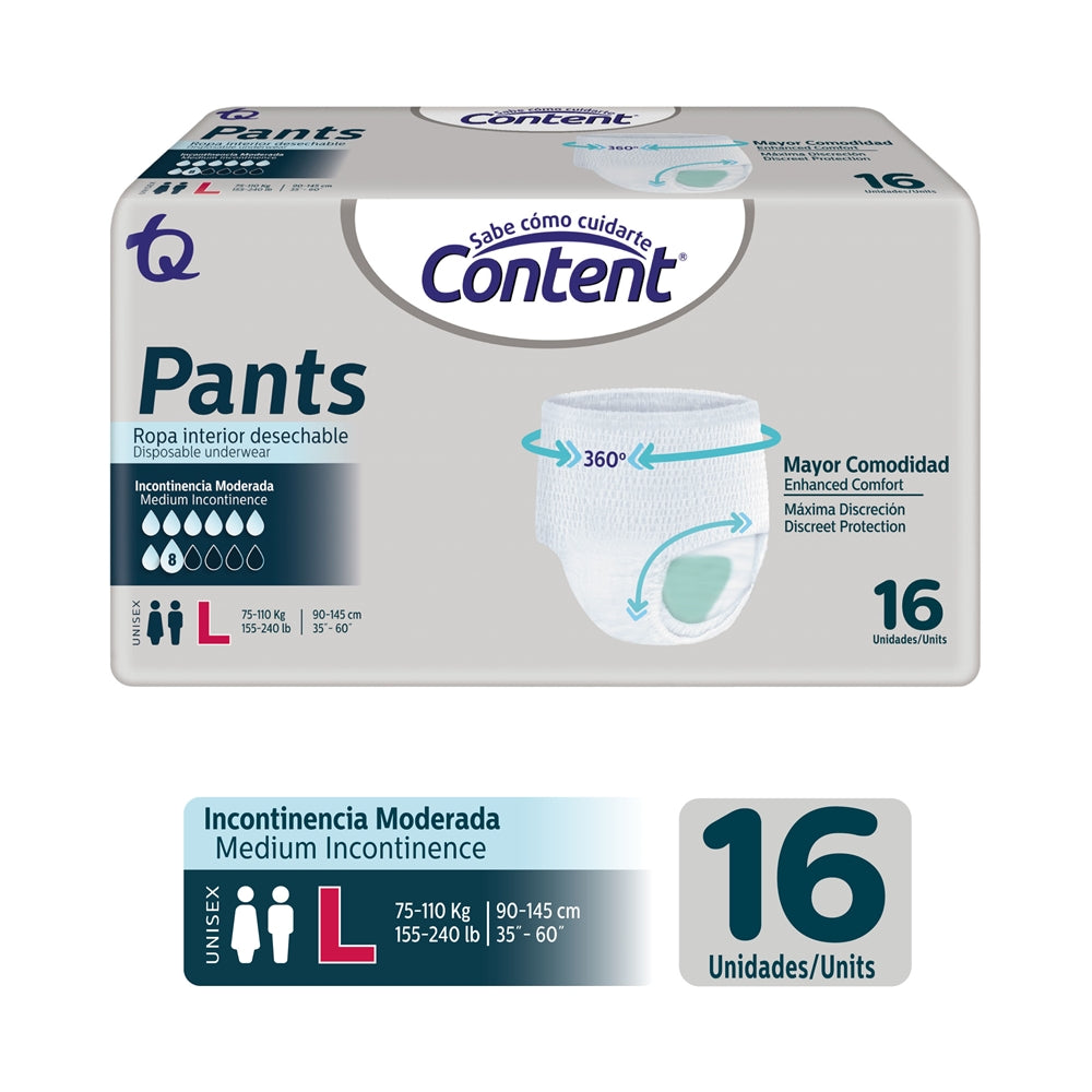 PAÑALES CONTENT PANTS L BOLSA X 16 UNDS