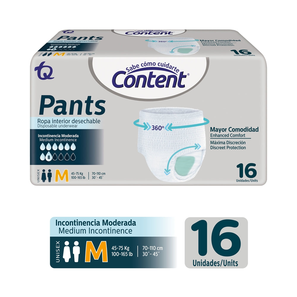 PAÑALES CONTENT PANTS M BOLSA X 16 UNDS