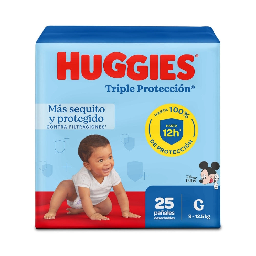 PAÑALES HUGGIES TRIPLE PROTECCIÓN G BOLSA ETAPA 3 X 25 UNDS