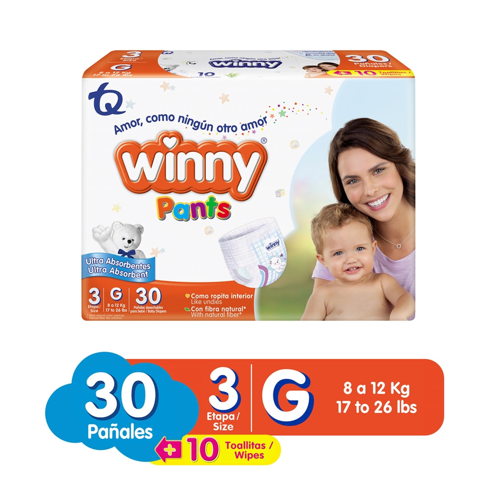 PAÑALES WINNY PANTS ETAPA 3+TOALLITAS BOLSA X 30 UNDS