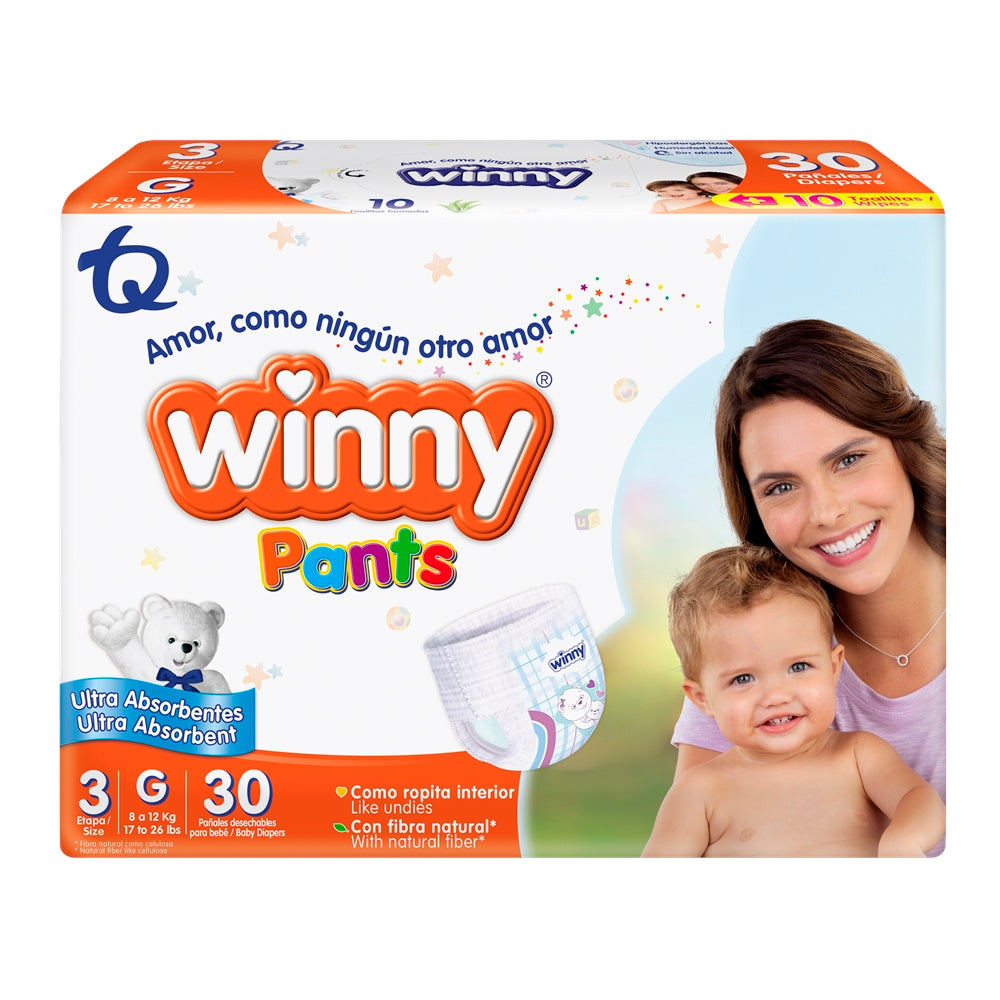 PAÑALES WINNY PANTS ETAPA 3+TOALLITAS BOLSA X 30 UNDS